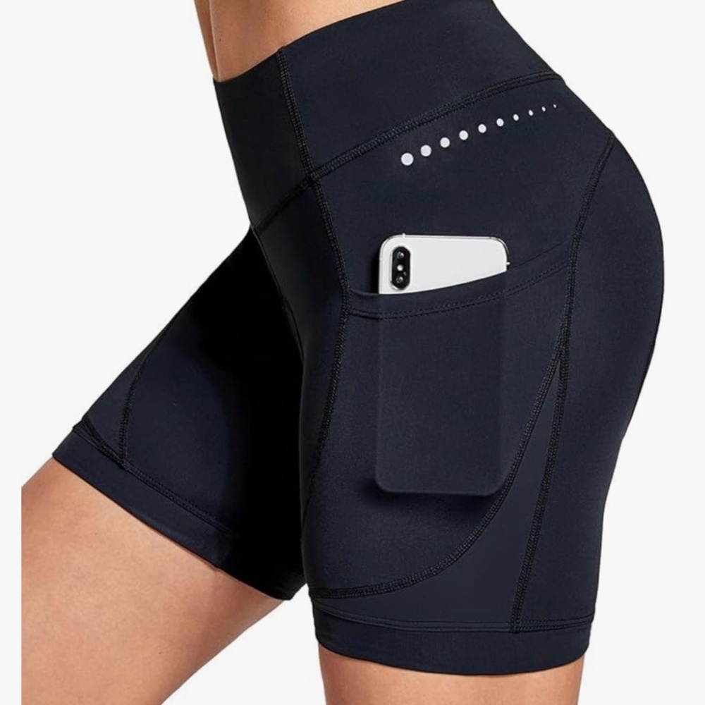 High-Waist 4d Gel Padded Athletic Cycling underwear Shorts with Side Pocket